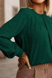 Button Up Round Neck Long Sleeve Shirt - Trendsi - Flyclothing LLC