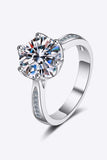 3 Carat Moissanite Rhodium-Plated Side Stone Ring - Trendsi - Flyclothing LLC