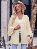 Eyelet Bell Sleeve Cardigan - Trendsi - Flyclothing LLC
