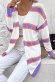 Striped Dropped Shoulder Cardigan - Trendsi - Flyclothing LLC