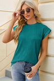 Round Neck Cap Sleeve T-Shirt - Trendsi - Flyclothing LLC