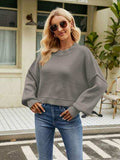 Round Neck Lantern Sleeve Sweater - Trendsi - Flyclothing LLC