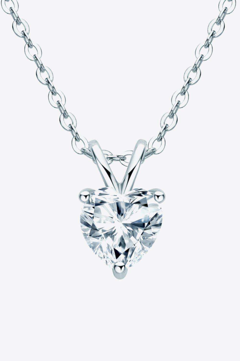 1 Carat Moissanite Heart-Shaped Pendant Necklace - Trendsi - Flyclothing LLC
