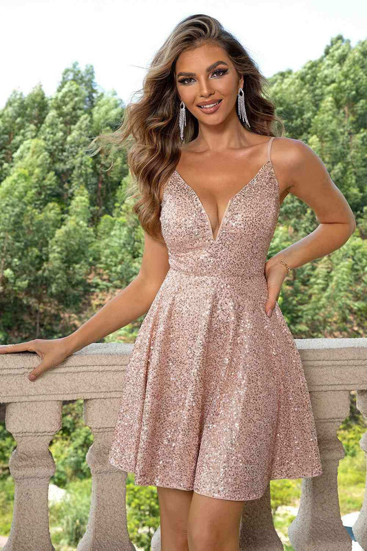 Sequin Spaghetti Strap Dress - Trendsi - Flyclothing LLC