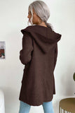 Ribbed Open Front Hooded Cardigan with Pockets - Trendsi - Flyclothing LLC