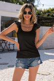 Scoop Neck Lace Cap Sleeve Tank - Trendsi - Flyclothing LLC