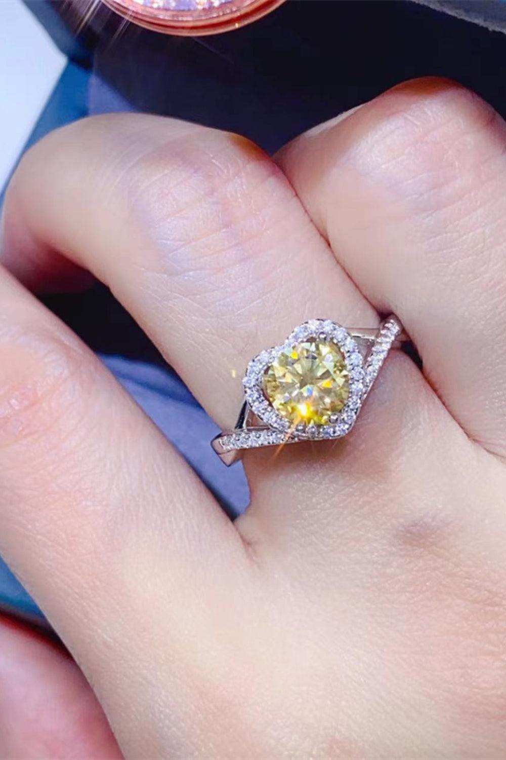 1 Carat Moissanite 925 Sterling Silver Heart Ring - Trendsi - Flyclothing LLC