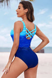 Full Size Tie-Dye Crisscross Back One-Piece Swimsuit - Trendsi - Flyclothing LLC