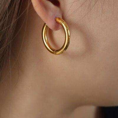 18K Gold-Plated Huggie Earrings - Trendsi - Flyclothing LLC
