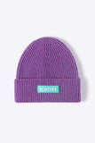 NEWYORK Patch Rib-Knit Cuffed Beanie - Trendsi - Flyclothing LLC