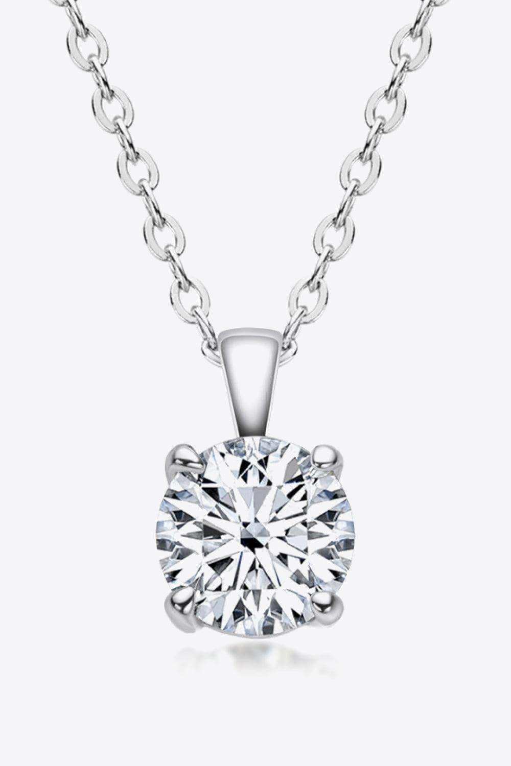 925 Sterling Silver 1 Carat Moissanite Chain-Link Necklace - Trendsi - Flyclothing LLC