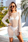 Cutout Round Neck Long Sleeve Cover-Up - Trendsi - Flyclothing LLC