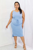 Capella Flatter Me Full Size Ribbed Front Tie Midi Dress in Pastel Blue - Trendsi - Flyclothing LLC