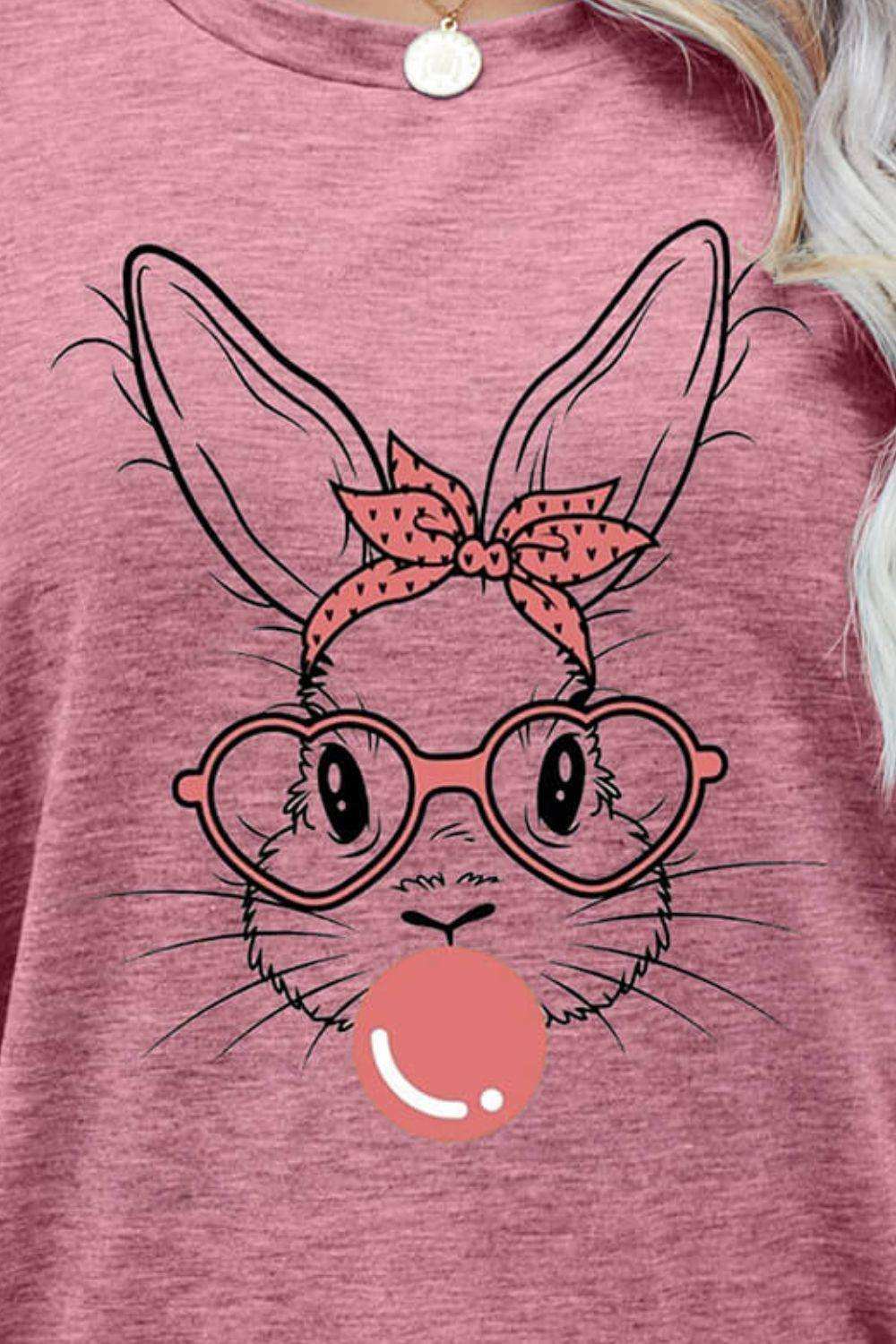 Easter Bunny Graphic Round Neck T-Shirt - Trendsi - Flyclothing LLC