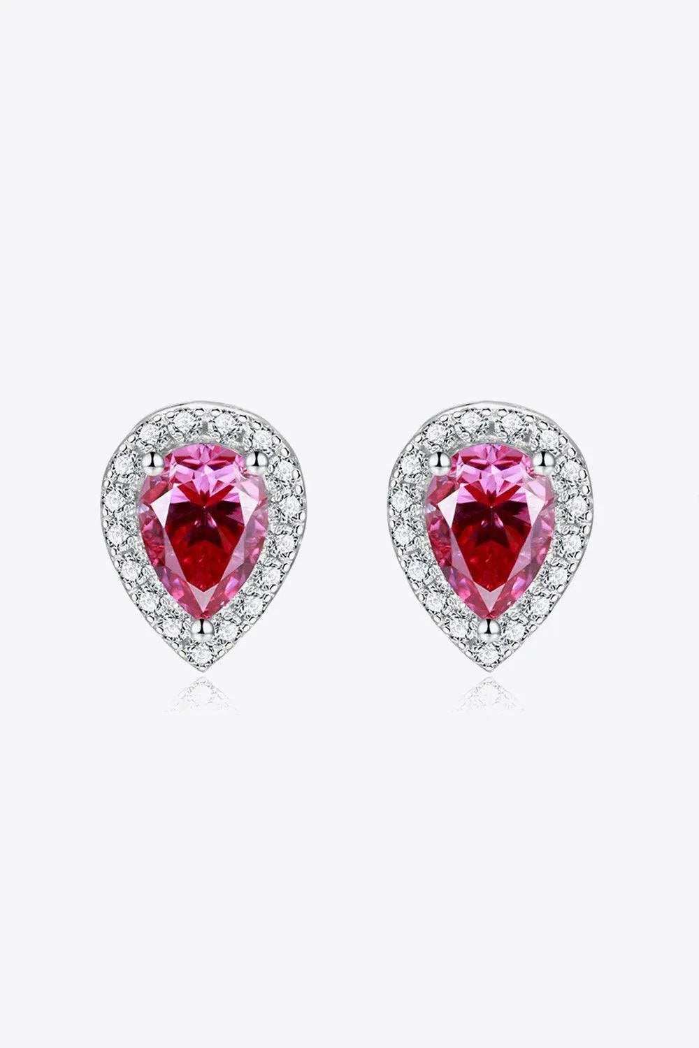 2 Carat Moissanite Teardrop Stud Earrings in Rose - Trendsi - Flyclothing LLC