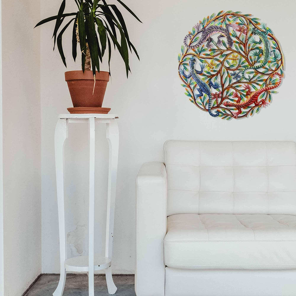 Four Geckos Painted Metal Wall Art - Croix des Bouquets - Croix des Bouquets - Flyclothing LLC