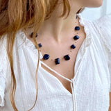 Floating Stone & Maasai Bead Necklace, Navy - Jedando - Flyclothing LLC