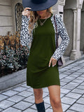 Leopard Round Neck Long Sleeve Dress - Trendsi - Flyclothing LLC