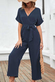 Tie Waist Surplice Wide Leg Jumpsuit - Trendsi - Flyclothing LLC