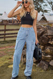 Loose Fit Long Jeans with Pockets - Trendsi - Flyclothing LLC
