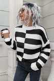 Color Block Dropped Shoulder Sweater - Trendsi - Flyclothing LLC