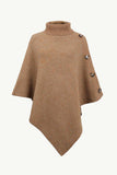Turtleneck Buttoned Poncho - Trendsi - Flyclothing LLC