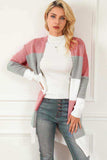 Striped Open Front Long Sleeve Cardigan - Trendsi - Flyclothing LLC
