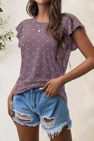 Printed Round Neck Short Sleeve T-Shirt - Trendsi - Flyclothing LLC