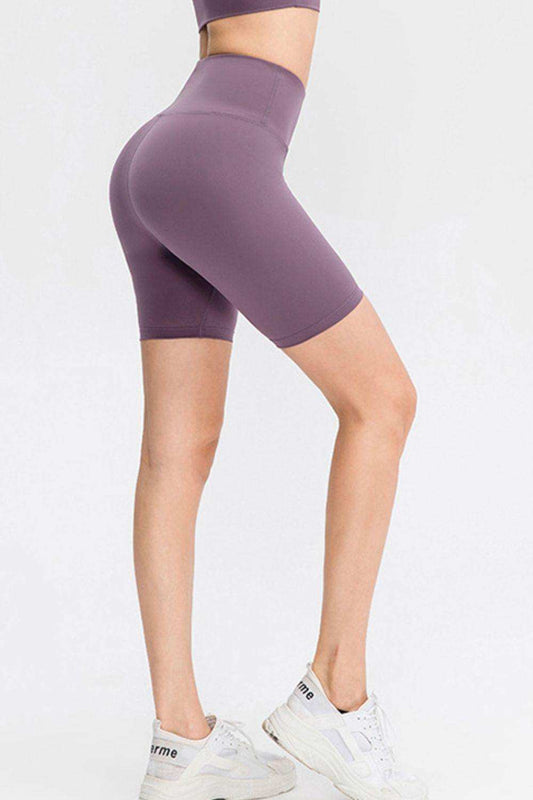 Slim Fit Wide Waistband Sports Shorts - Trendsi - Flyclothing LLC