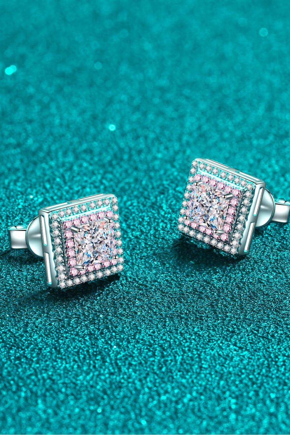 Moissanite Square Stud Earrings - Trendsi - Flyclothing LLC