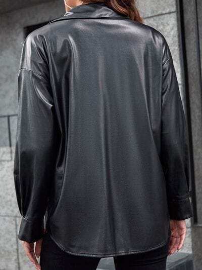 Plaid Button Up Dropped Shoulder Jacket - Trendsi - Flyclothing LLC