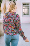 Floral Tie Neck Flounce Sleeve Blouse - Trendsi - Flyclothing LLC