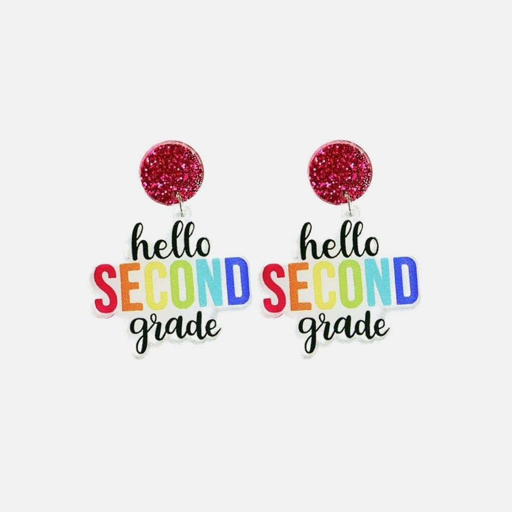 HELLO SECOND GRADE Acrylic Dangle Earrings - Trendsi - Flyclothing LLC