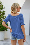 Short Flounce Sleeve Top - Trendsi - Flyclothing LLC