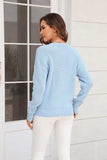 Ribbed V-Neck Dropped Shoulder Knit Top - Trendsi - Flyclothing LLC