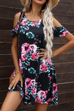 Floral Round Neck Cold-Shoulder Dress - Trendsi - Flyclothing LLC