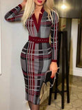 Printed Notched Long Sleeve Wrap Dress - Trendsi - Flyclothing LLC