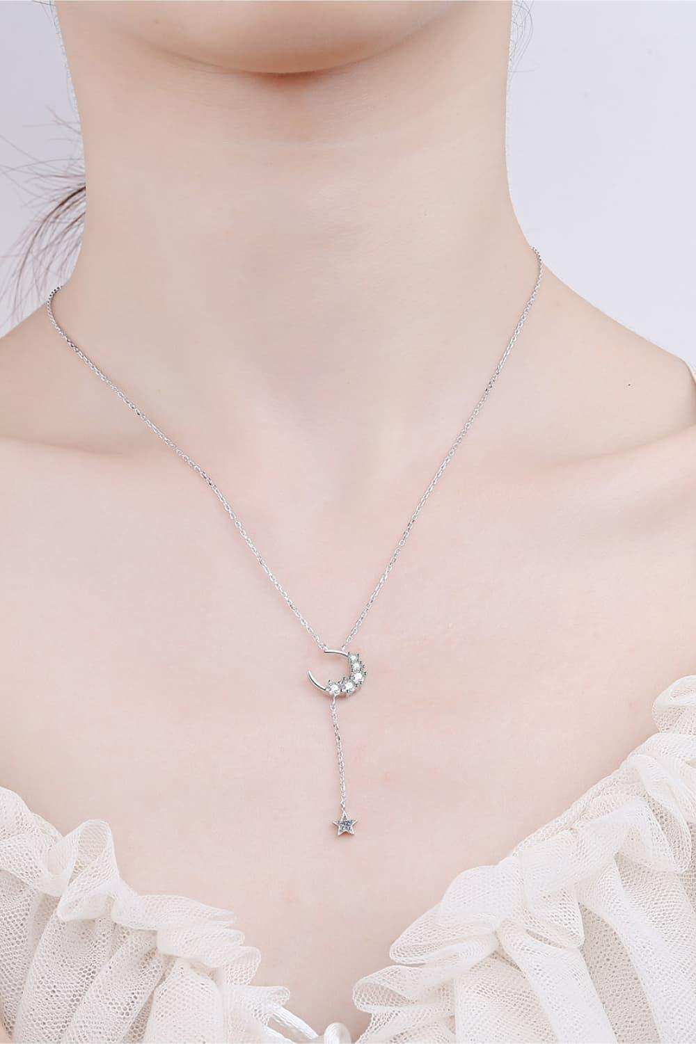 Star & Moon Moissanite Necklace - Trendsi - Flyclothing LLC