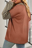 Plus Size Exposed Seam Color Block Quarter Zip Sweatshirt - Trendsi - Flyclothing LLC