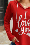 I LOVE YOU Drawstring Long Sleeve Hoodie - Trendsi - Flyclothing LLC