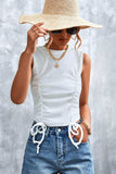 Drawstring Detail Round Neck Tank - Trendsi - Flyclothing LLC