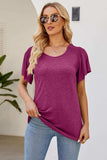 Smocked Round Neck Flutter Sleeve T-Shirt - Trendsi - Flyclothing LLC