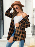Plaid Button Up Dropped Shoulder Shirt - Trendsi - Flyclothing LLC
