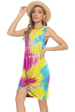 Tie-Dye Twisted Round Neck Sleeveless Dress - Trendsi - Flyclothing LLC