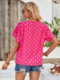 Printed Round Neck Petal Sleeve Blouse - Trendsi - Flyclothing LLC