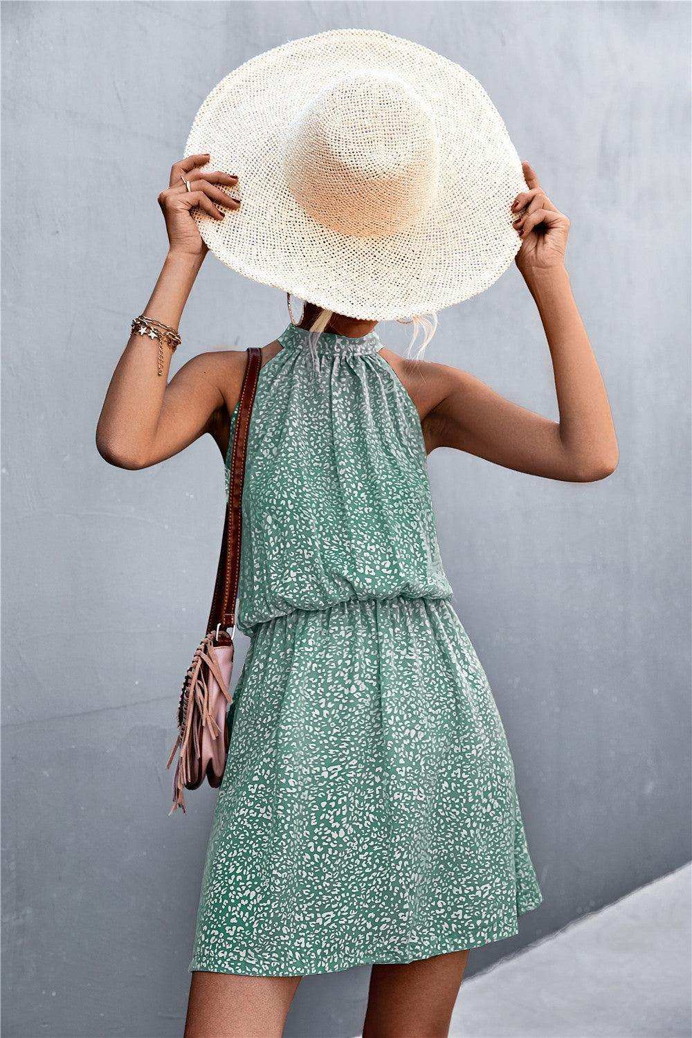 Floral Tied Sleeveless Mini Dress - Trendsi - Flyclothing LLC