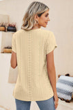 Eyelet Petal Sleeve V-Neck Knit Top - Trendsi - Flyclothing LLC