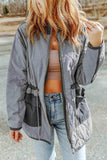 Drawstring Waist Zip-Up Jacket - Trendsi - Flyclothing LLC