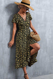 Floral Surplice Neck Tied Midi Dress - Trendsi - Flyclothing LLC
