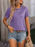 Heathered Round Neck Short Sleeve T-Shirt - Trendsi - Flyclothing LLC
